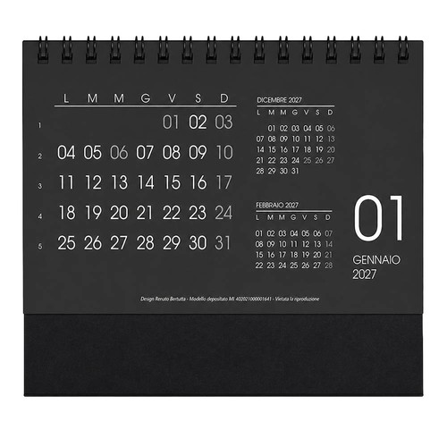 Calendrier de bureau mensuel 2027, 13 feuilles en carton blanc ou noir, reliure spirale - 3