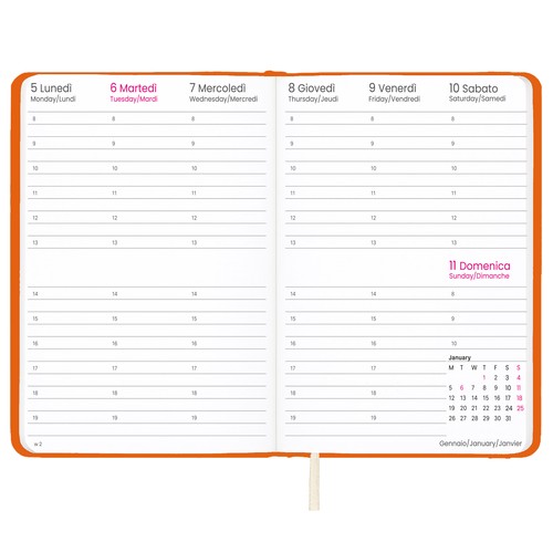 Agenda hebdomadaire 2026 avec couverture rigide en PU - 2