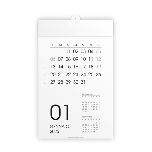 2026 Monthly Wall Calendar, 12 months, on white cardstock, heat-sealed