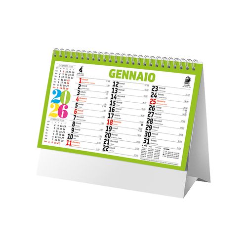 Calendrier de bureau mensuel multicolore 2026, 13 feuilles en papier couché mat - 2