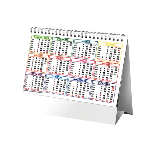 2027 Multicolour Monthly Desk Calendar, 13 sheets on matte coated paper