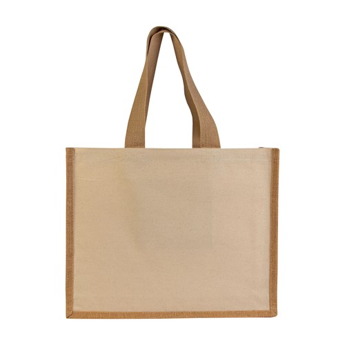 Shopper en juta et canvas avec soufflet à la base - 2