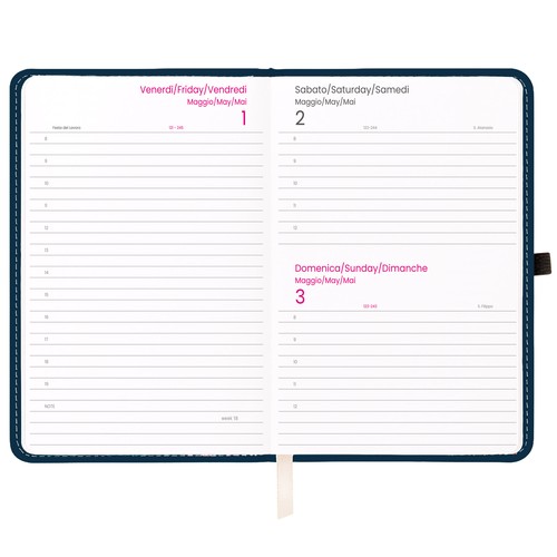 Agenda journalier 2027, couverture rigide en PU thermocollé avec piqûres sur les bords - 2