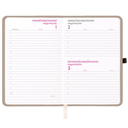 Agenda journalier 2026, couverture rigide en PU thermocollé avec piqûres sur les bords - 2