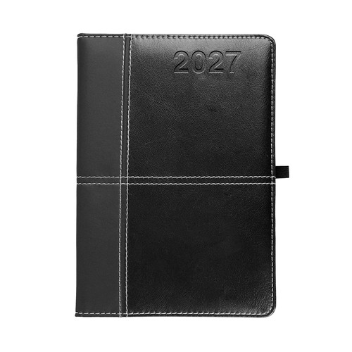 Agenda journalier 2027, couverture rigide en PU thermocollé avec piqûres sur les bords - 1