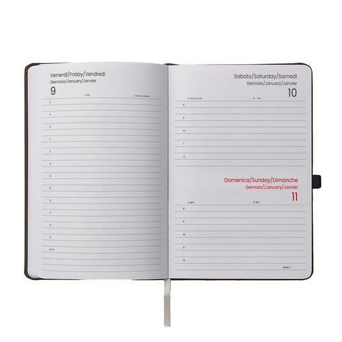 Agenda journalier 2026, couverture rigide en PU thermocollé avec piqûres sur les bords - 2