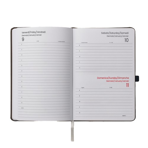 Agenda journalier 2026, couverture rigide en PU thermocollé avec piqûres sur les bords - 2