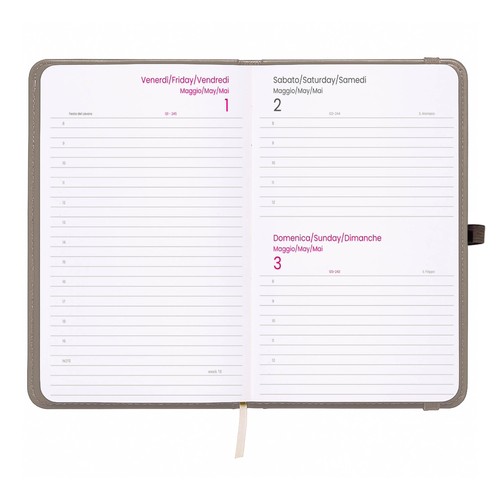 Agenda quotidien de poche 2026, couverture rigide en PU thermocollé avec piqûres - 2