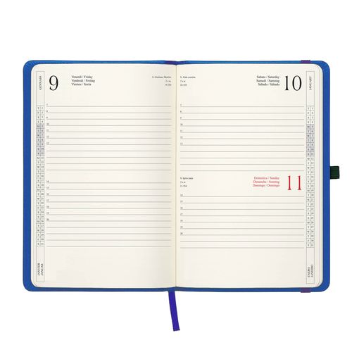 Agenda journalier 2026, couverture rigide en PU thermocollé avec piqûres sur les bords - 3