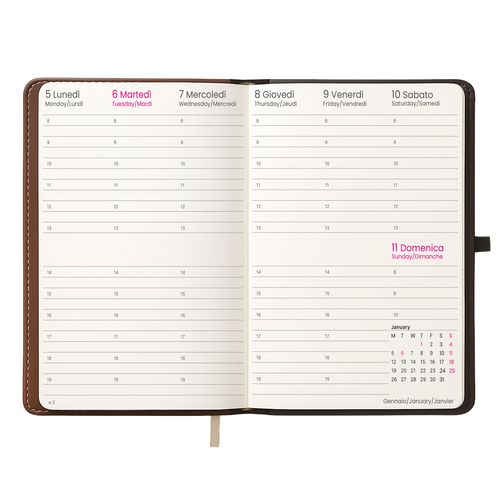 Agenda hebdomadaire 2026, couverture rigide en PU thermocollé avec piqûres sur les bords - 2