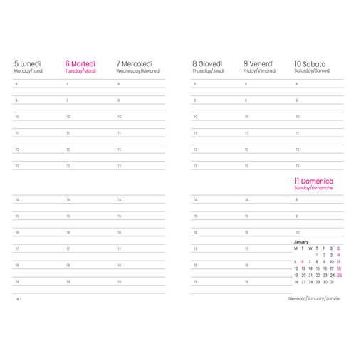 Agenda hebdomadaire 2026, couverture rigide en PU thermocollé avec piqûres sur les bords - 3