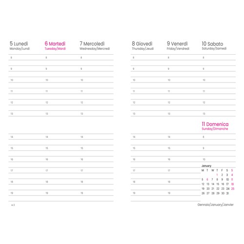 Weekly diary 2026, thermo-varnished PU hard cover with all-round stitching Weekly diary 2026, thermo-varnished PU hard cover with all-round stitching