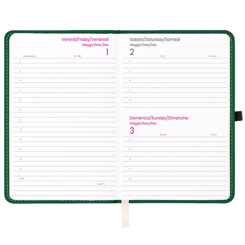 Agenda journalier 2026, couverture rigide en PU thermocollé avec piqûres sur les bords - 2