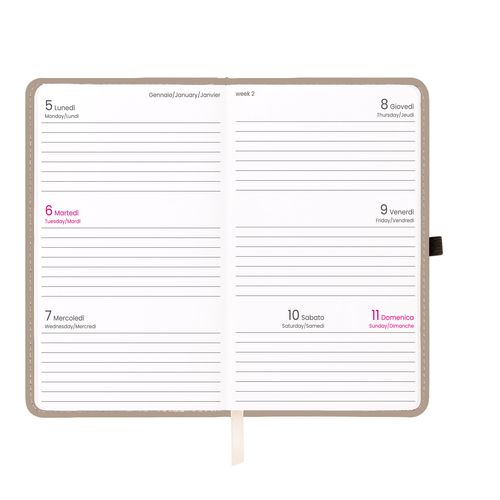 Agenda de poche hebdomadaire 2026, couverture rigide en PU thermocollé avec piqûres - 2