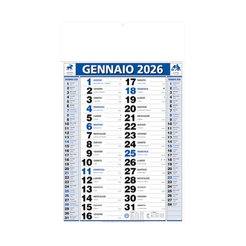 CALENDARIO DE PARED MENSUAL BICOLOR 2026, 12 HOJAS, PAPEL ESTUCADO, TERMOSELLADO