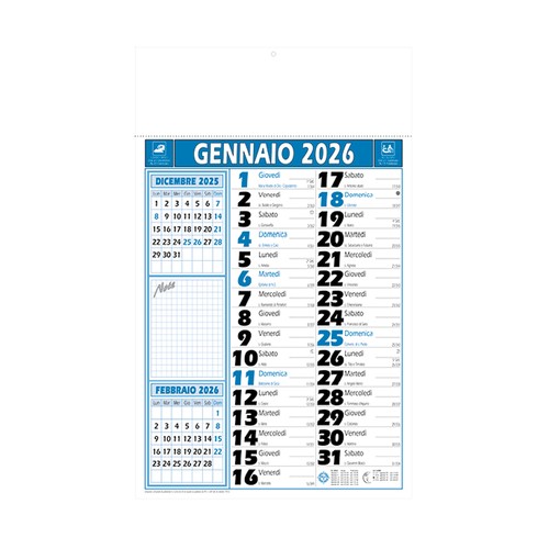 2026 Two-Colour Monthly Wall Calendar, 12 sheets, coated paper, heat-sealed