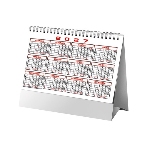 Calendrier de bureau mensuel bicolore 2027, 13 feuilles en papier couché mat - 3