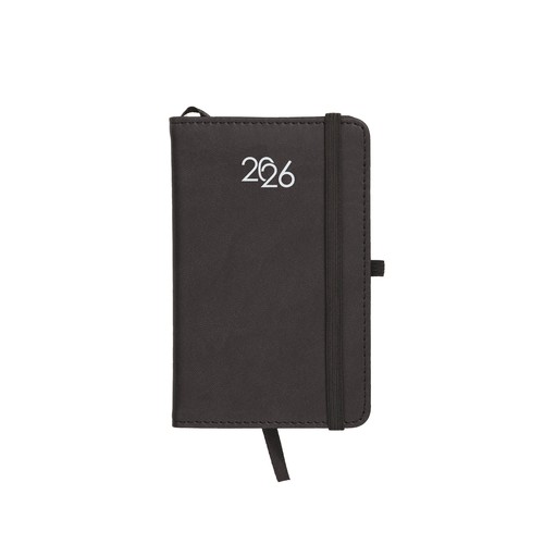 Weekly pocket diary 2026, thermo-varnished PU hard cover with stitching around the edge