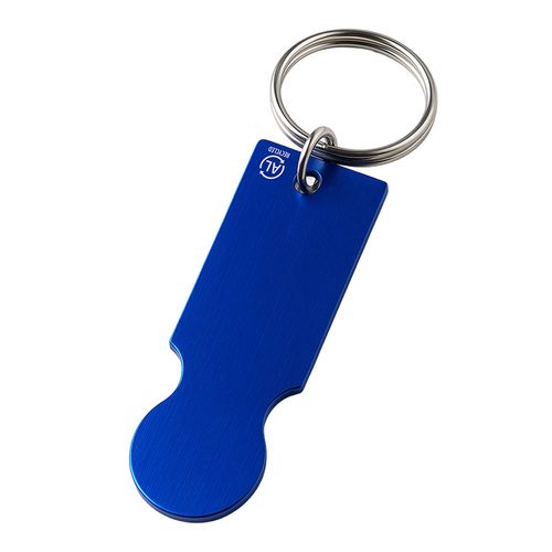 Porte-clés en aluminium recyclé avec jeton pour chariot de courses. - 1