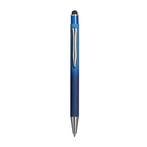 Stylo a bouton en aluminium gomme. Corps degrade, clip et details metallises - 1