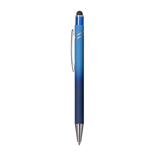 Stylo a bouton en aluminium gomme. Corps degrade, clip et details metallises - 2