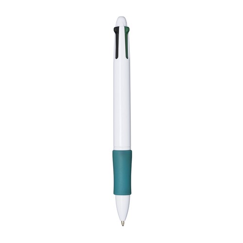 Stylo a bouton en plastique avec 4 recharges. Prise gommée - 3