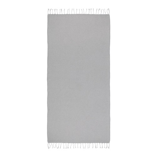 Serviette de plage en coton recycle 150 g/m2. Effet melange et franges - 2