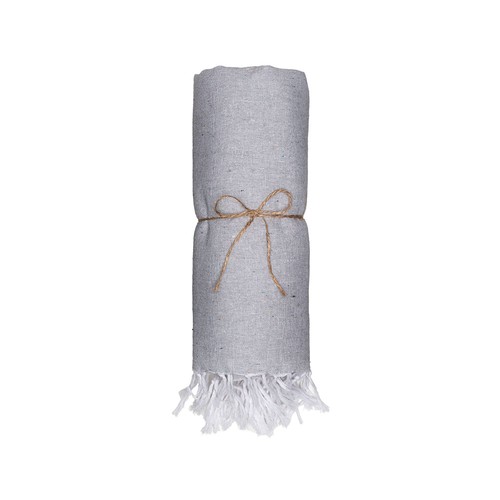 Serviette de plage en coton recycle 150 g/m2. Effet melange et franges - 3