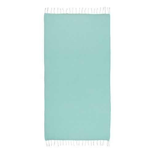 Serviette de plage en coton recycle 150 g/m2. Effet melange et franges - 2