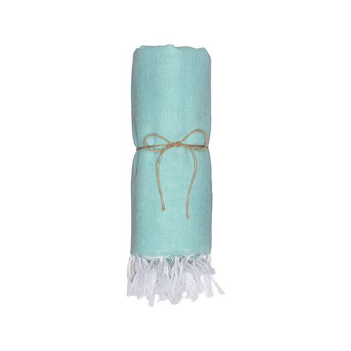 Serviette de plage en coton recycle 150 g/m2. Effet melange et franges - 3