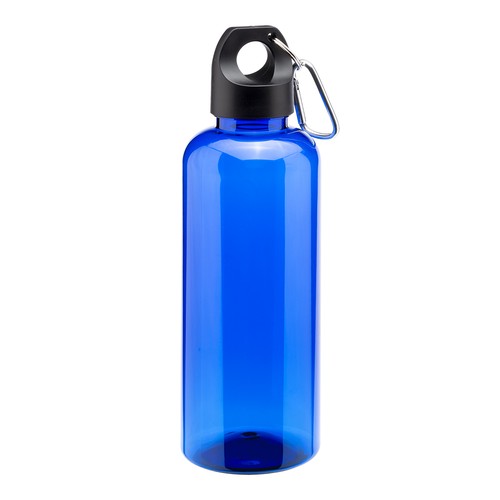 Bouteille transparente en PET recycle 580 ml. Bouchon en plastique avec mousqueton - 1