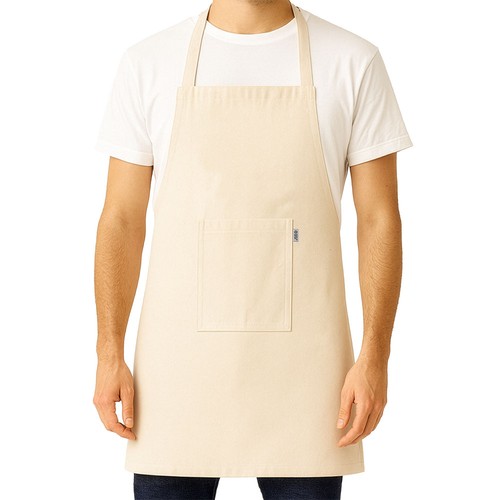 Tablier de cuisine long en coton recyclé (180 g/m2). Poche frontal - 2