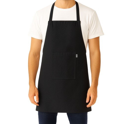 Tablier de cuisine long en coton recyclé (180 g/m2). Poche frontale - 2