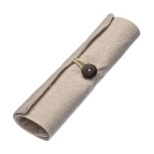 Trousse en coton à enrouler. Fermeture par bouton et élastique - 1