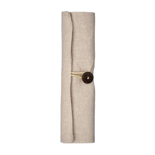 Trousse en coton à enrouler. Fermeture par bouton et élastique - 2