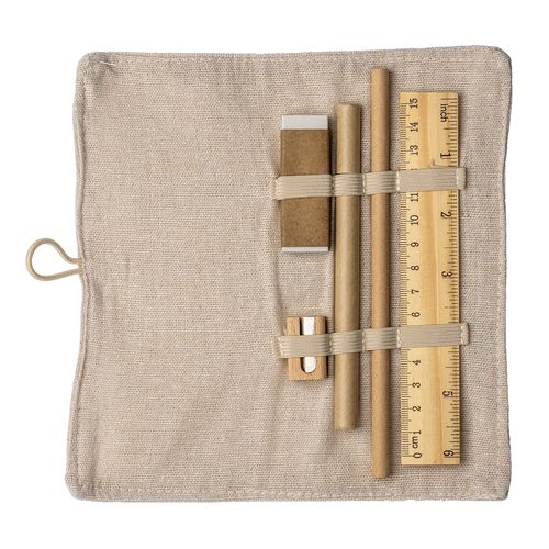 Trousse en coton à enrouler. Fermeture par bouton et élastique - 4