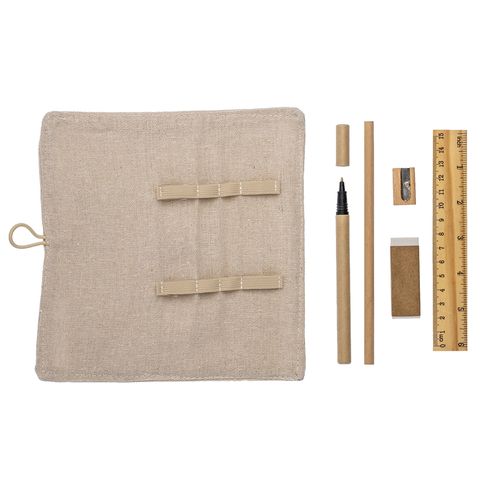 Trousse en coton à enrouler. Fermeture par bouton et élastique - 5