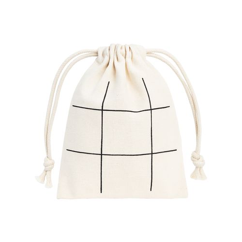 Jeu de morpion en bois avec pochette en coton - 1