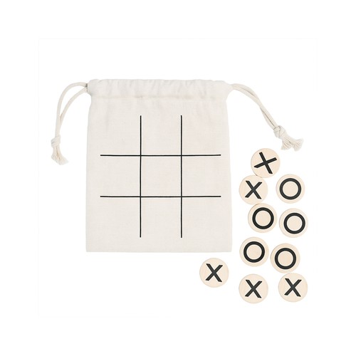 Jeu de morpion en bois avec pochette en coton - 2