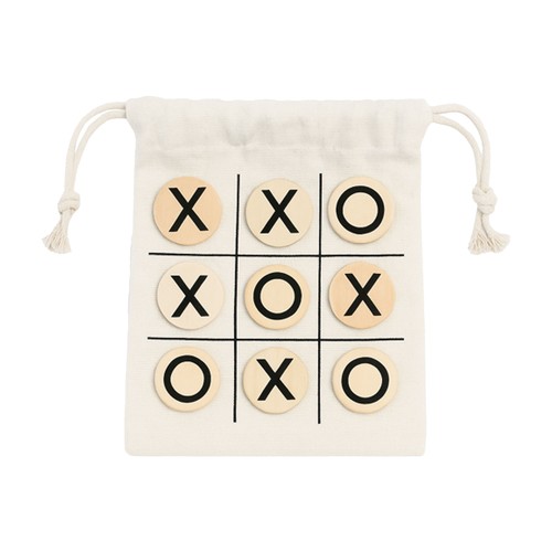 Jeu de morpion en bois avec pochette en coton - 3