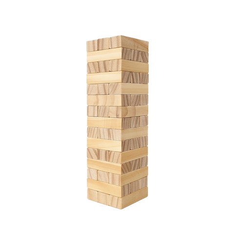 Tour en bois basculante, 54 blocs, avec pochette en coton - 3