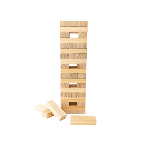 Tour en bois basculante, 54 blocs, avec pochette en coton - 4