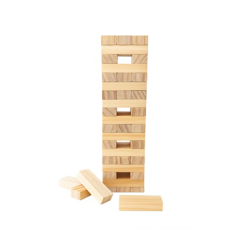 Tour en bois basculante, 54 blocs, avec pochette en coton - 4