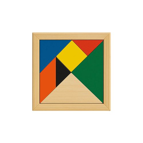 Jeu de tangram en bois coloré, 7 pièces, avec pochette en coton - 2