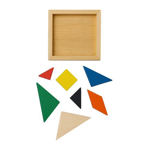 Jeu de tangram en bois coloré, 7 pièces, avec pochette en coton - 3
