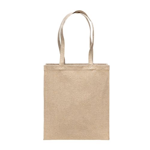 Tote bag en coton recycle 300 g/m2 avec effet melange. Longues anses et soufflet - 2