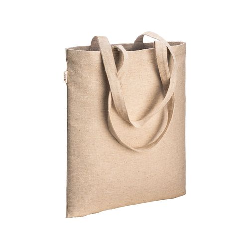Tote bag en coton recycle 300 g/m2 avec effet melange. Longues anses - 1