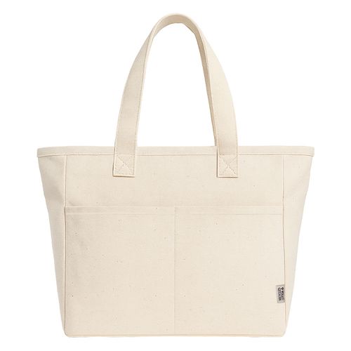 Sac en coton recycle 450 g/m2 avec longues anses et double poche frontale - 2
