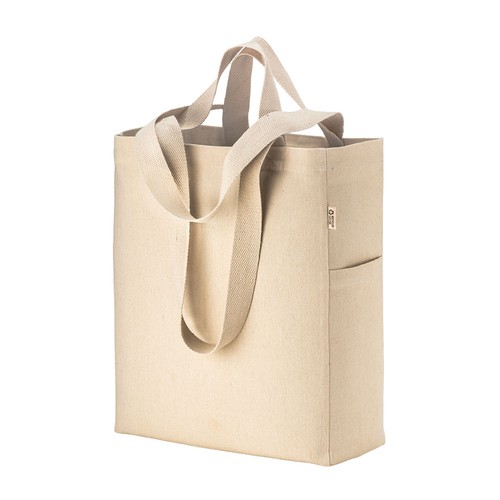 Tote bag en coton canvas recycle de 280 g/m2 avec doubles anses et soufflet - 1