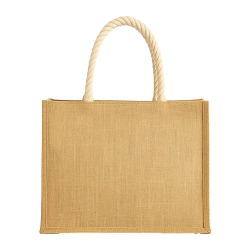 Sac en jute avec longues anses en corde et inserts colores - 2